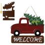MorTime Hanging Train Welcome Sign with Pumpkin or Christmas Tree, 15'' Metal Train Yard Garden Stake Decor, DIY Thanksgiving Christmas Decorations