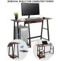 Computer Desk, QooWare 43'' Writing Desk with 2 Storage Shelves on Left or Right for Laptops, Modern Simple Study Wooden Desk with Metal Frame for Home Office, Supports Up to 150lbs