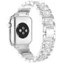 Mosonio Compatible with Apple Watch Band 38mm 40mm 42mm 44mm with Case Women, Jewelry Replacement Metal Wristband Strap with 2 Pack Bling PC Protective Cover for iWatch Series 6/5/4/3/2/1(Silver)
