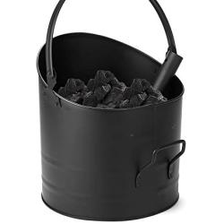 Mind Reader ASHBUCK-BLK Large Fire Place Ash Bucket, Pellet Bucket, Black