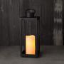 Large Outdoor Lantern with Solar Candle - 18 Inch Tall, Matte Black Metal Frame, Waterproof Flameless Pillar Candle, Dusk to Dawn Timer, Large Size for Floor or Patio Decor, Battery Included