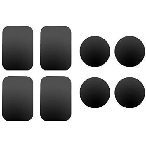 Ozgoe JF-03 Happy Bell (8 Pack) Mount Metal Plate for Magnetic Car Mount with 3M Adhesive – 4X Rectangular 4X Round (Black)