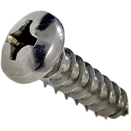 #8 x 1'' Stainless Steel Pan Head Sheet Metal Screws, Full Thread, Phillips Drive, Bright Finish, Self-Tapping, Quantity 100 Pieces by Marine Bolt Supply