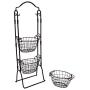 BirdRock Home 3-Tier Wire Basket Stand with Removable Baskets - Kitchen Organizer - Fruit Vegetable Produce Metal Hanging Storage Bin for Pantry Bathroom Kitchen - Free-Standing Display Organizer