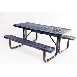 CoatedOutdoorFurniture T6-DBL Heavy Duty Rectangular Portable Picnic Table, 6 Feet, Dark Blue, Made in America