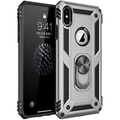 Military Grade Drop Impact for iPhone Xs Case iPhone X Case 360 Metal Rotating Ring Kickstand Holder Built-in Magnetic Car Mount Shockproof Cover for iPhone Xs X Protection Case (Sliver) Military Grade Drop Impact for iPhone Xs Case iPhone X Case 360 Metal Rotating Ring Kickstand Holder Built-in Magnetic Car Mount Shockproof Cover for iPhone Xs X Protection Case (Sliver)