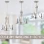Kira Home Leia 14'' Modern 3-Light Kitchen Light Pendant Wagon Wheel Chandelier, Adjustable Height, Brushed Nickel Finish