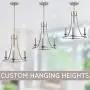 Kira Home Leia 14'' Modern 3-Light Kitchen Light Pendant Wagon Wheel Chandelier, Adjustable Height, Brushed Nickel Finish Kira Home Leia 14'' Modern 3-Light Kitchen Light Pendant Wagon Wheel Chandelier, Adjustable Height, Brushed Nickel Finish