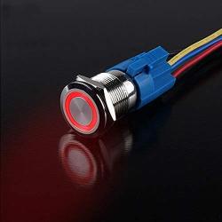 ESUPPORT 16mm 12V 3A Car Red Light Angel Eye Metal Push Button Switch Socket