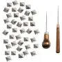 SBYURE 500 Pieces 10mm Four-Jaw Square Rivets Silver Metal Pyramid Studs Handicraft DIY Punk Spikes Spots Studs Accessories with 2 Pack Straight Tipped Scratch Awl Craft Tool SBYURE 500 Pieces 10mm Four-Jaw Square Rivets Silver Metal Pyramid Studs Handicraft DIY Punk Spikes Spots Studs Accessories with 2 Pack Straight Tipped Scratch Awl Craft Tool