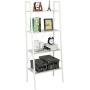 HOME BI 4-Tier Industrial Ladder Shelf Bookcase, Plant Stand Storage Rack Shelves, Vintage Furniture for Living Room, Bedroom, Office, White