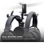 ADV. Dual Suspension Twin Headphone Stand Hanger Steel Metal Headset Holder 360° Rotating Arm Adjustable Hook Clamp Handle Under Desk Table, 3.5mm Jack Mount, Universal Fit All Headphones, [Black]