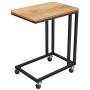 VASAGLE Industrial Side Table, End Table for Coffee Laptop Tablet, Mobile Table with Rolling Casters, Steel Frame, for Living Room, Bedroom, Honey Brown and Black ULNT050B05