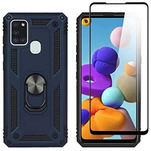 SWP for Samsung Galaxy A21S Case, Dual Layer Shock-Absorption Armor Cover,Full-Body Protective Case with Metal Ring Holder Kickstand for A21S (Blue) SWP for Samsung Galaxy A21S Case, Dual Layer Shock-Absorption Armor Cover,Full-Body Protective Case with Metal Ring Holder Kickstand for A21S (Blue)