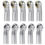 10Pcs Link Rod End Joint Aluminum Bend/Curved Ball Joints M3 Metal Ball End Head Holder Tie for 1/10 RC Axial SCX10 90046 (Silver)