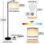 Rottogoon Floor Lamp for Living Room, LED Standing Lamp with 2 Lamp Shades for Bedroom, 9W LED Bulb Included - Black