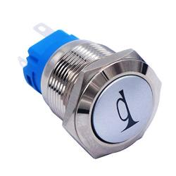 mxuteuk 19mm Horn Button Switch Car Motorcycle Boat Speaker Momentary Push Button Switch Metal Toggle Switch On/Off with Cold Pressed Terminal Connector, 12v Blue LED Light P19LB-BU-5DZ