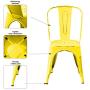 BONZY HOME Metal Dining Chairs Distressed Style, Stackable Side Chairs with Back, Indoor Outdoor Use Chair for Farmhouse, Patio, Restaurant, Kitchen, Set of 4(Distressed Yellow)