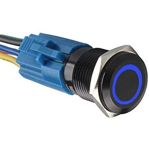 ESUPPORT 16mm 12V 3A Car Blue LED Light Angel Eye Metal Push Button Toggle Switch Socket Plug Latching Black Shell ESUPPORT 16mm 12V 3A Car Blue LED Light Angel Eye Metal Push Button Toggle Switch Socket Plug Latching Black Shell