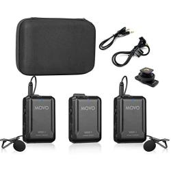 Movo WMX-1-DUO 2.4GHz Dual Wireless Lavalier Microphone System Compatible with DSLR Cameras, Camcorders, iPhone, Android Smartphones, and Tablets (200 ft Audio Range) - Great for Teaching Tutorials