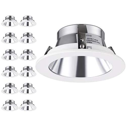 TORCHSTAR 12-Pack 4 Inch Recessed Can Light Trim, Aluminum Reflector, Fits Regular/Standard Halo/Juno Remodel Recessed Housing, PAR20, R20 Light Bulbs, 4 Inch Recessed Cans