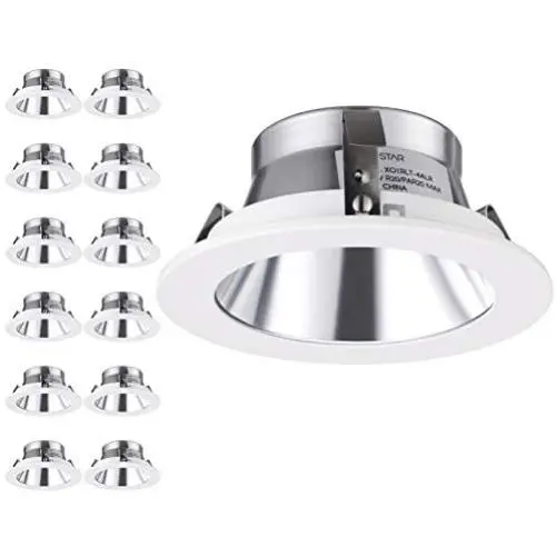 TORCHSTAR 12-Pack 4 Inch Recessed Can Light Trim, Aluminum Reflector, Fits Regular/Standard Halo/Juno Remodel Recessed Housing, PAR20, R20 Light Bulbs, 4 Inch Recessed Cans