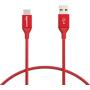 Amazon Basics Double Braided Nylon USB-C to USB-A 2.0 Fast Charging Cable, 3A - 1-Foot, Red