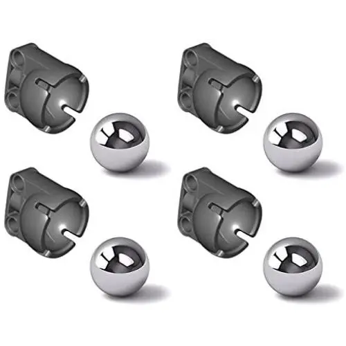 LEGO Technic NEW 4 STEEL PIVOT BALL + 4 STEERING JOINT SOCKET Caster chrome silver metal marble wheel 92911 99948