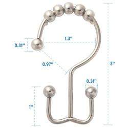 Amazer Shower Curtain Hooks Rings, Rust-Resistant Metal Double Glide Shower Hooks for Bathroom Shower Rods Curtains, Nickel, Set of 12 Rings