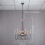 KunMai Retro Rustic 6-Light Sculpted Wood Rust Metal Clear Crystal Candle Style Chandelier