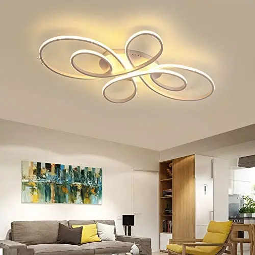 FeiMiao Close to Ceiling Light Fixtures LED Ceiling Light Natural Light White Modern Chandelier Flush Mount Ceiling Light 62W Metal Ceiling Light for Bedroom Aluminum Ceiling lamp 31.5INCH/4000K