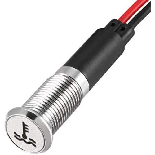 uxcell Pilot Dashboard Light DC 12V 8mm Red LED Signal Indicator Light Metal Shell with Symbol (Water Temperature)