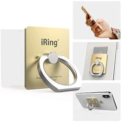 iRing Link-Detachable Plate for Wireless Charging, Include Hook Mount for Wall or Car Cradle. Original AAUXX Cell Phone Ring Grip Finger Holder Mobile Stand, Universally Compatible(Gold)