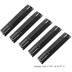 Broilmann Universal Adjustable Grill Heat Plate Replacement for Gas Grill, Porcelain Steel Heat Plate Shield, Flavorizer Bar, Extends from 11.75'' up to 21'' L (Pack of 5)