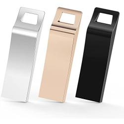 TOPESEL 3 Pack 32GB USB 2.0 Flash Drives Metal Memory Stick Waterproof Thumb Drive (3 Mixed Colors: Black, Gold, Silver)