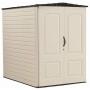 Rubbermaid Large Plastic Vertical Resin Weather Resistant Storage Shed, Bike Shed, Lawn Mover Storage, 5 x 6 Feet, Sandstone