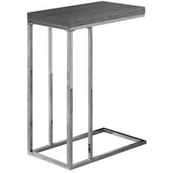 Monarch Specialties 3228, Chrome Accent Metal Base C Table, 18''L x 10''D x 25''H, Gray