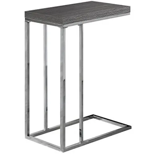 Monarch Specialties 3228, Chrome Accent Metal Base C Table, 18''L x 10''D x 25''H, Gray Monarch Specialties 3228, Chrome Accent Metal Base C Table, 18''L x 10''D x 25''H, Gray