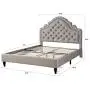 HomeLife Premiere Classics 51'' Tall Platform Bed with Cloth Headboard and Slats - Queen (Light Grey Silver)