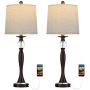 BOBOMOMO USB Metal Crystal Table Lamp 28 Set of 2 Modern Living Room Bedroom Nightstand Desk Lamp(Brown)