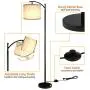 Rottogoon Floor Lamp for Living Room, LED Standing Lamp with 2 Lamp Shades for Bedroom, 9W LED Bulb Included - Black