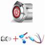 AIHOME Car Horn Button Switch button Power light 12V Latching Push Button Switch 16mm Red LED Self-locking Waterproof Metal Switch momentary Push Button Switch Car Push Button Socket Plug Wire