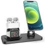 Imguardz Charging Stand Compatible with Magsafe Charger Apple Watch AirPods/Pro iPhone 12/Pro/Max/Mini, Upgraded Charging Station Holder Desk Dock Base Mount for Multiple Devices (Black)