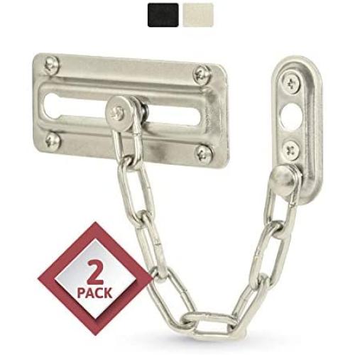 Jack N’ Drill Chain Door Guard - 2 Pack Chain Door Lock for Home Security, Sturdy and Rust-Resistant Steel Chain Locks for Inside Door and Extra Front Door Lock, 100% Child Safe and Pet Friendly