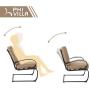 PHI VILLA Patio Spring Motion Metal Dining Chairs with Padded Beige Cushion, Set of 2 for Outdoor Deck, Porch