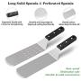 HaSteeL Griddle Accessories, 6-Piece Metal Spatula Set Stainless Steel with Riveted Handle for BBQ Flat Top Grill, Pancake Flipper/Griddle Scraper/Hamburger Turner - Dishwasher Safe