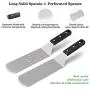 HaSteeL Griddle Accessories, 6-Piece Metal Spatula Set Stainless Steel with Riveted Handle for BBQ Flat Top Grill, Pancake Flipper/Griddle Scraper/Hamburger Turner - Dishwasher Safe HaSteeL Griddle Accessories, 6-Piece Metal Spatula Set Stainless Steel with Riveted Handle for BBQ Flat Top Grill, Pancake Flipper/Griddle Scraper/Hamburger Turner - Dishwasher Safe