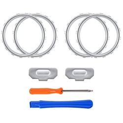 eXtremeRate Matte Chrome Silver Accent Rings Accessories for Xbox One Elite, Elite Series 2 Controller, Replacement Parts Profile Switch Buttons for Xbox One Elite Controller - Pack of 2