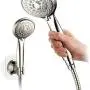 AquaSpa 6-in-1 High-Pressure Shower Head/Hand Held Showerhead Combo with Two OVERHEAD and LOW-REACH Wall Brackets, 3-way Water Diverter & Stainless Steel Hose/BRUSHED NICKEL FINISH/by HotelSpa AquaSpa 6-in-1 High-Pressure Shower Head/Hand Held Showerhead Combo with Two OVERHEAD and LOW-REACH Wall Brackets, 3-way Water Diverter & Stainless Steel Hose/BRUSHED NICKEL FINISH/by HotelSpa