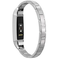 SWEES Bands Compatible for Alta HR Alta Women Small Adjustable Metal Stainless Replacement Elegant Jewelry Design Dressy Bracelet Diamond, Rose Gold, Silver, Black